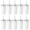 10 Pack: 20oz. White Sublimation Tumbler with Straw by Make Market®